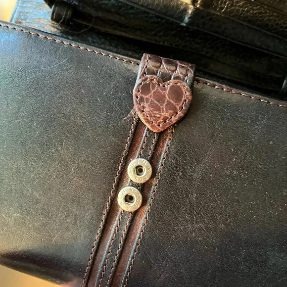Brighton Crossbody Long Wallet Leather Black and Brown Brighton Heart - Picture 11 of 17